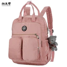 2021 moda mulher mochila à prova dwaterproof água náilon macio alça sólida multi-bolso bolsa de viagem com zíper feminina sac a dos sacos de escola