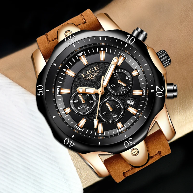 Часы relojes hombre 2018 LIGE мужские топовые Роскошные кварцевые повседневные кожаные