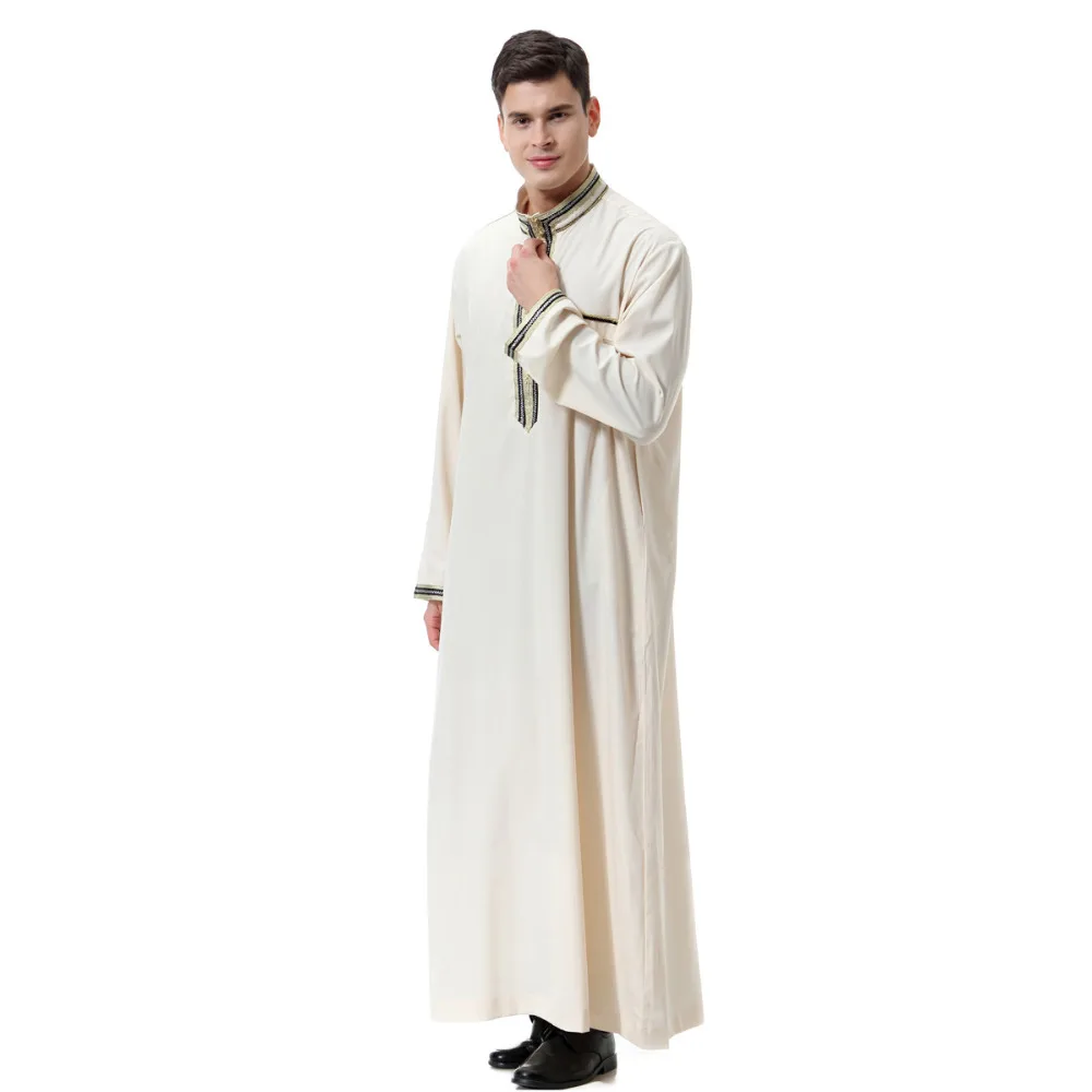 Мусульманские мужчины jubba tobe abaya формальное платье Ближний Восток Musulman Homme Jubah Caftan Саудовская Арабский исламский одежда CN-039