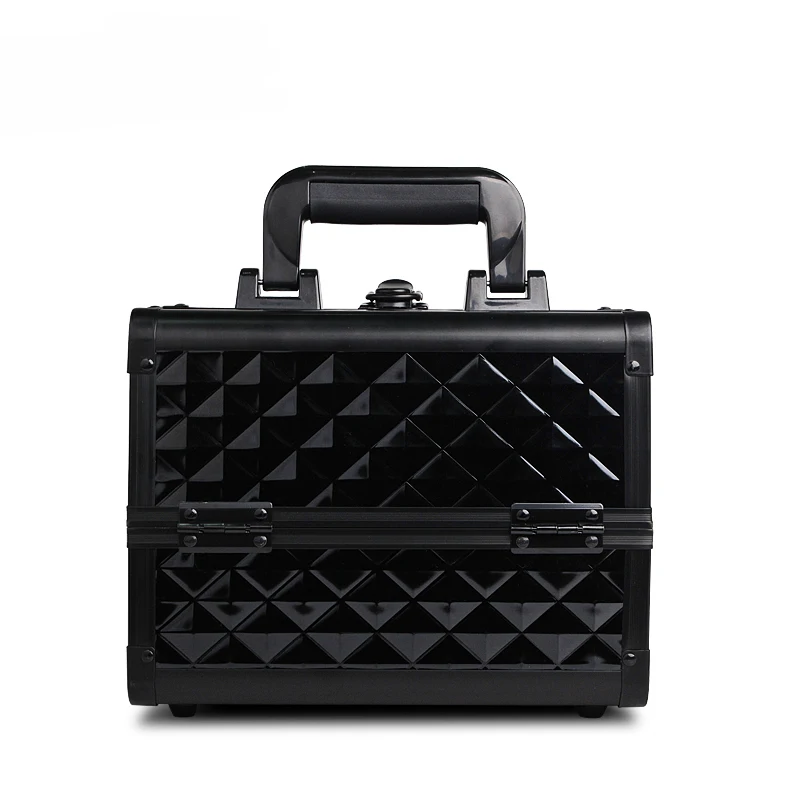 

Professional Aluminum Makeup Train Case Adjustable Tray with Adjustable Separator Large Capacity Storage Organizer Box Lockable