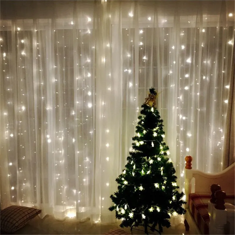 220V/110V LED Curtain String 3x3m 300LED icicle String Light Holiday Wedding Party Christmas Decoration Garland Lights