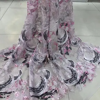 

FolaSade Luxury Sequins Embroidered Lace Fabric For Sewing Fashion Dress 2019 High Quality French Net Lace Fabric Wo068