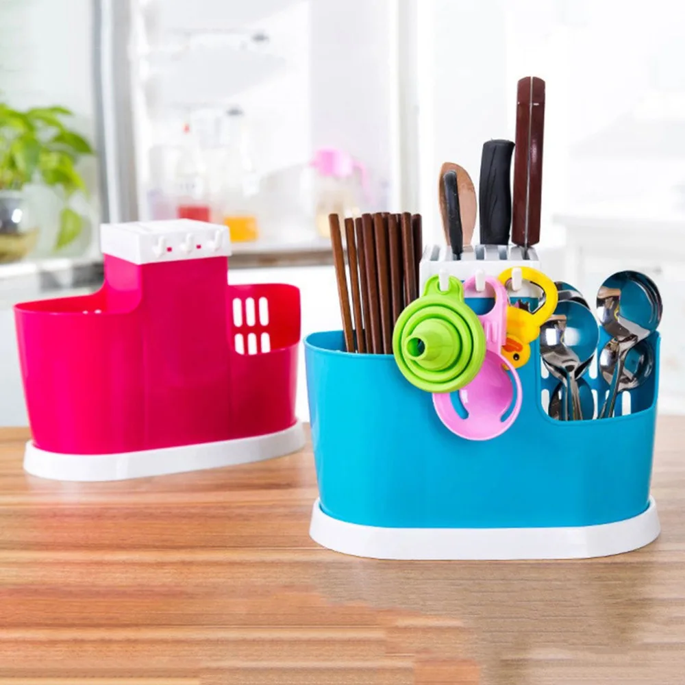 

Draining Multifunctional Storage Box Plastic Holder Water Chopsticks Cage Spoon Storage Rack Cutlery Organizer Drainer Kitchen
