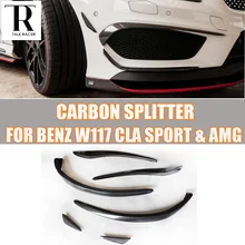 C117 углеродного волокна передний бампер боковой протектор бампера спойлер для Benz W117 CLA180 CLA200 CLA250 CLA45 AMG Спорт бампер 14-19
