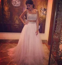 2016 Abendkleider Zwei Stück Perlen Strass Vestido De Festa Prinzessin Stil Formale Kleider Für Hochzeit Kleider