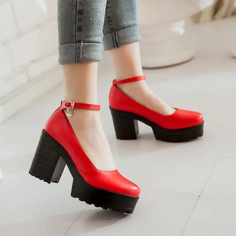 JOJONUNU/Женская обувь на высоком каблуке; 4 цвета; обувь на платформе с ремешком на щиколотке; Модные женские классические туфли-лодочки; женская обувь; размеры 34-43