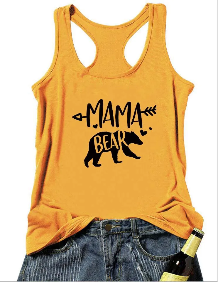 Жилет Mama Bear Графический Летний Забавный Повседневный женский топ на бретелях подарок для мамы подарок маме на день рождения Мама Жизнь рубашка