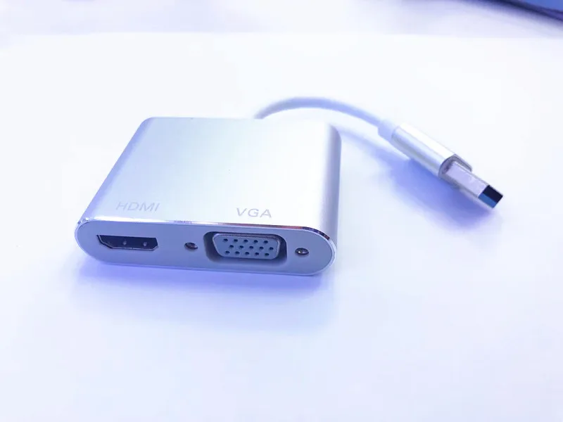 2 в 1 USB3.0 к адаптер HDMI VGA 4 K HD 1080 P Multi-Дисплей 2-в-1 USB к HDMI конвертер аудио видео кабель для Macbook вычислить