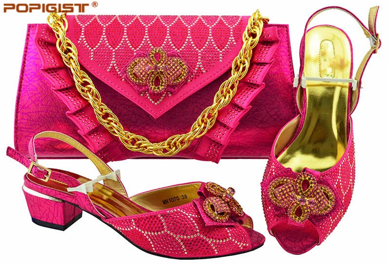 African Wedding Shoes and Bag Set Nigerian Fashion Italian Shoes With
