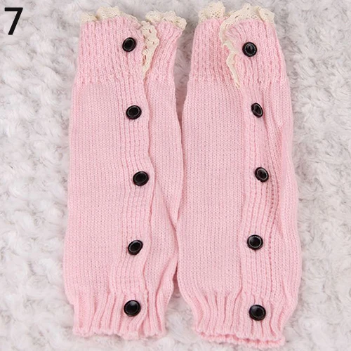 Модные осенне-зимние длинные вязаные гетры с кружевными пуговицами для маленьких девочек, детские носки под сапоги