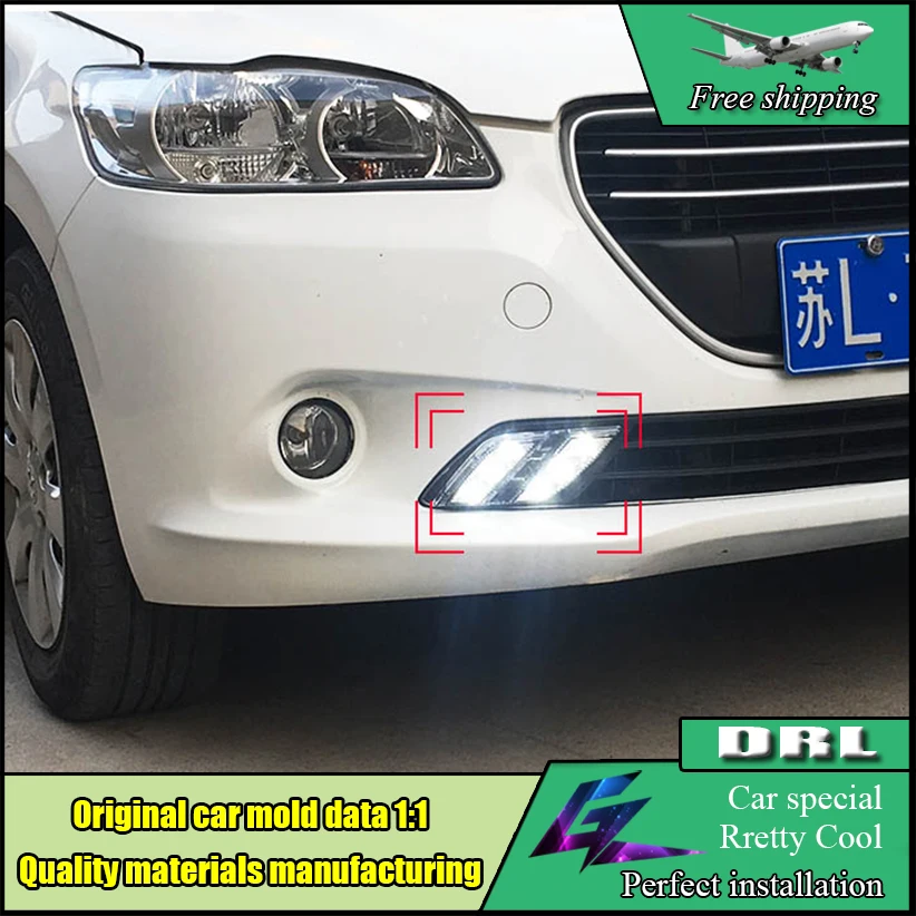 

Car Styling LED DRL For Peugeot 301 LED daytime running light 2014 2015 High brightness guide LED Fog Lamp DRL Daylight
