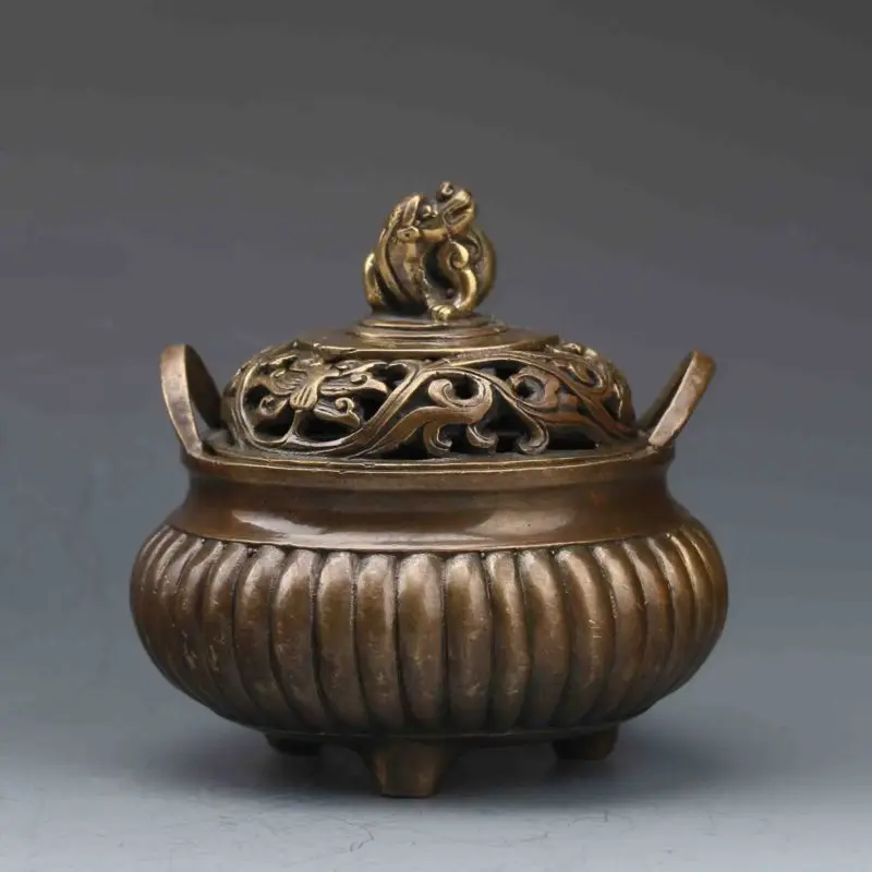 Chinese Bronze Hand Carved Incense Burner Ming Dynasty XuanDe Mark