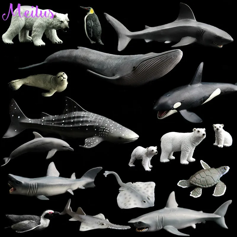 

15-30cm PVC Sea Life Simulation Model Toy Whales Sharks Fish Turtles Dolphins Penguins Blue Whale Marine Life Figure Toys Gifts