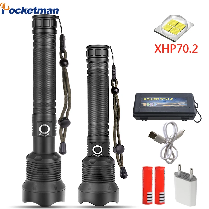 

60000ML xhp70.2 flashlight xhp50.2 usb charging lamp zoom Shock Resistant Self defense Outdoor powerful led torch for camping