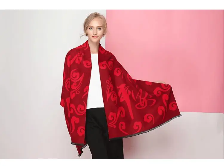 SupSindy женский зимний шарф толстый мягкий теплый кашемировый шерстяной шарф для женщин роскошный бренд праздничный китайский платок шарфы красный