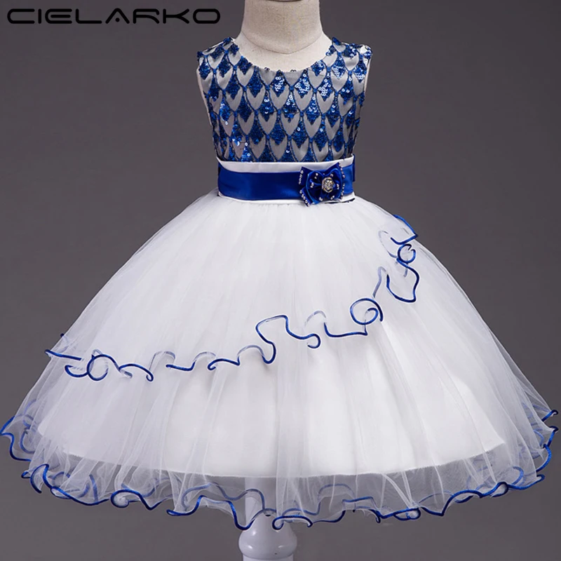 

Cielarko Girls Dress Sequin Mesh Children Party Dresses Vintage Baby Wedding Ball Gowns Kids Birthday Clothing for Girl