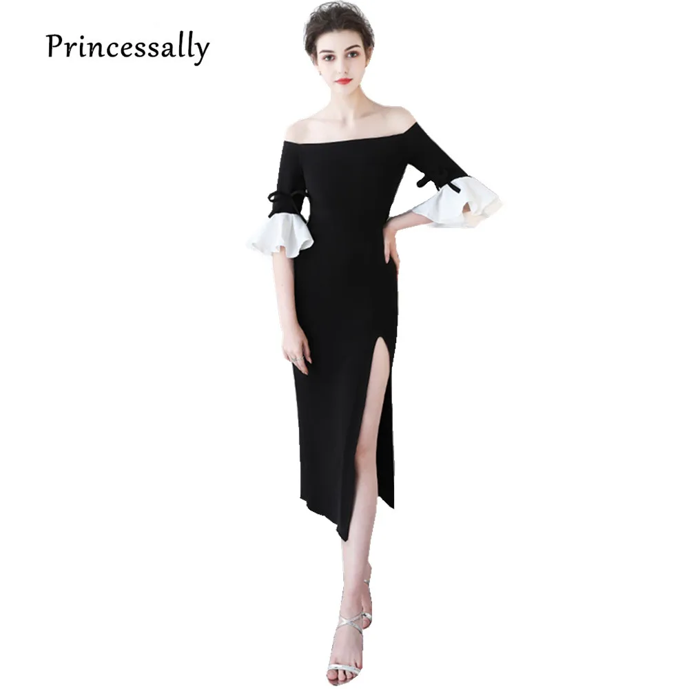 boat neck little black dress