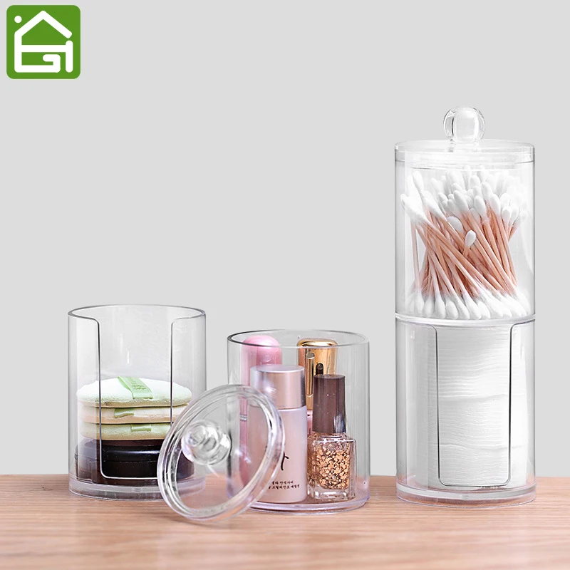 

Double Layers Acrylic Comestic Storage Box Clear Cotton Swabs Stick Organizer Case Desk Tidy Storage Box