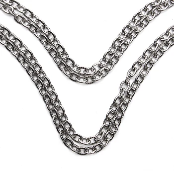 

5 Meters/pack Stainless Steel Silver Tone Texture Cable Chain 2.4 3 4 5.4mm Width Bulk Necklace Chain for DIY Jewelry Making