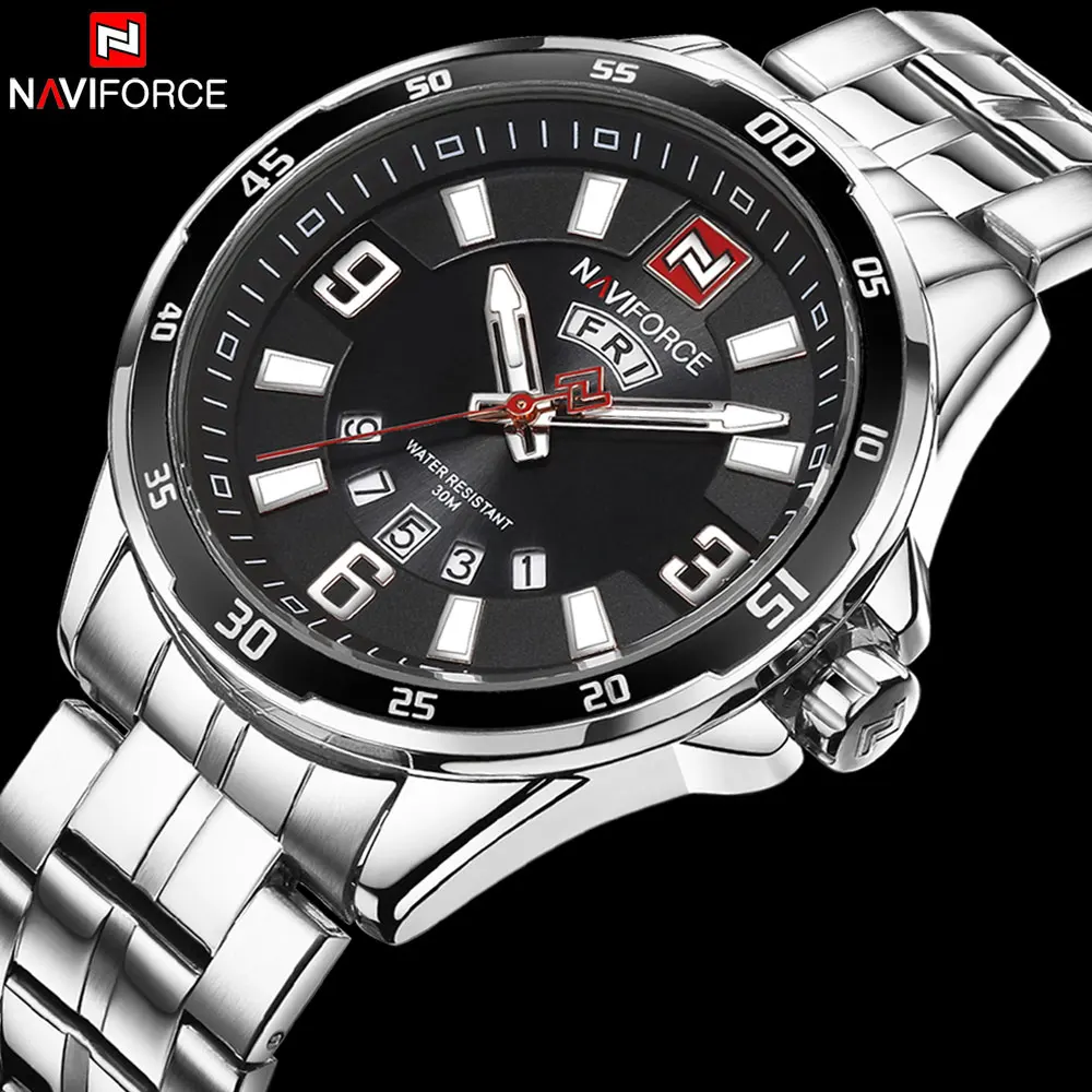 En Ligne NAVIFORCE Marque De Luxe Hommes Sport Montres Hommes Quartz Analogique Horloge Homme Militaire Montre Étanche En Acier Plein Hommes relogio masculino
