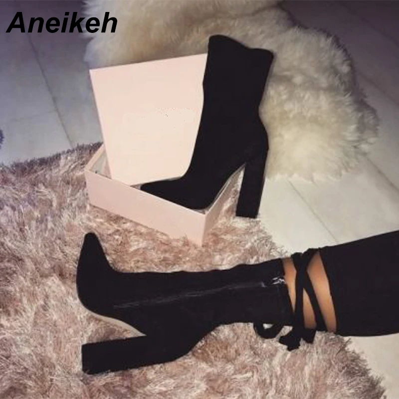 Aneikeh 2021 новые женские флоковые ботильоны на осень и зиму Модные ботинки челси