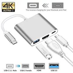 Usb type C концентратор HDMI 4K адаптер USB-C конвертер 3,0 usb зарядный порт для retina VGA кабель устройств к HDTV