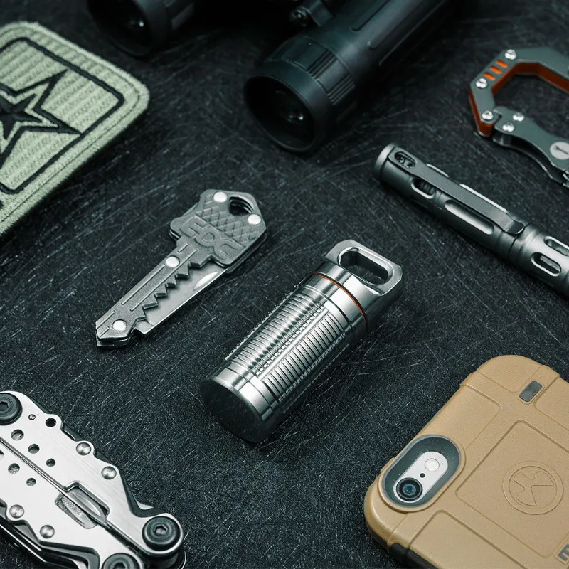 OneTigris EDC Выживание водостойкая таблетка Fob Match Case Контейнер с уплотнительным кольцом походная аварийная Шестерня титановая таблетка