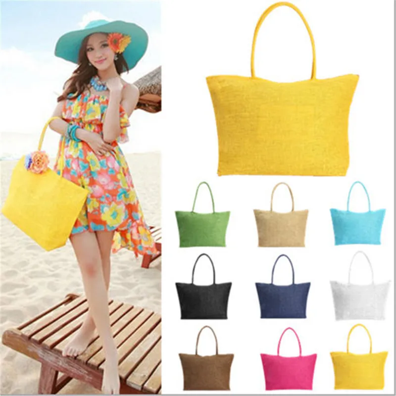2017 Hot New Design Straw Popular Summer Style Weave Woven Shoulder Tote Shopping Beach Bag Purse Handbag Gift FreeShipping N770 3