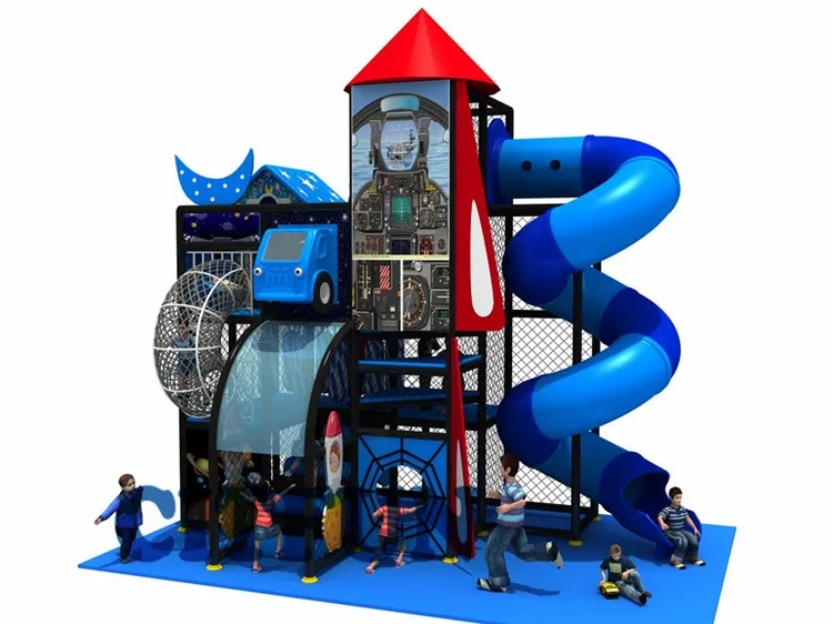

Children's favorite Space World Amusement park indoor playground with Big funny tube slides IP-024D