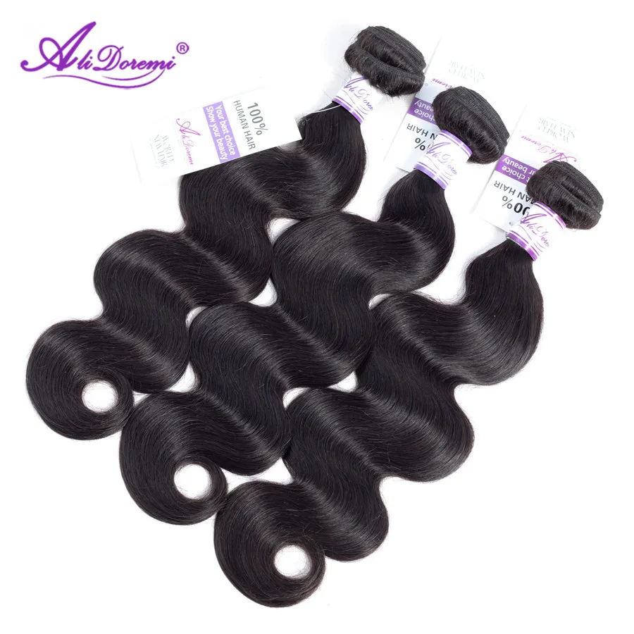 [Alidoremi ] Peruvian Body Wave Hair Bundles 100% Human Hair Weave Natural Color 8-30 Inch Non Remy Hair Extension