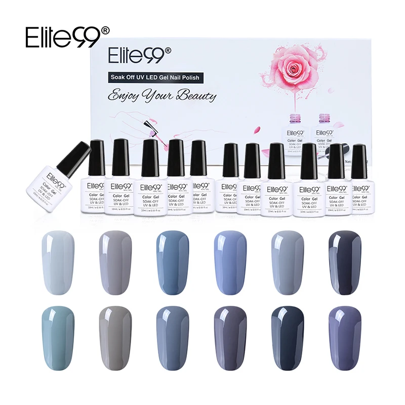

Elite99 Grey Color Pure Series Varnish Semi Permanent Nail Gel Enamel Gel Polish Lacquer SoakOff LED Nail Art 12PCS/Lot With Box