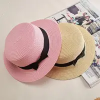 COKK Panama Hat Simple Summer Beach Hat Female Casual Lady Women Flat Brim Bowknot Straw Cap Girls Sun Hat Chapeu Feminino 5