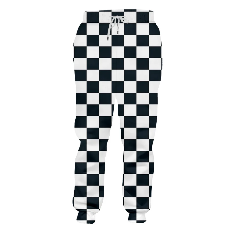 OGKB Fall Winter Loose Comfort Long Pants Men's Cool Print Black White Grid 3D Sweatpants Man Hiphop Harem Joggers Pants Homme