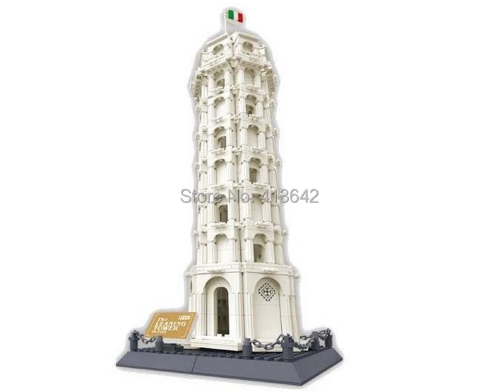 

Free Shipping Wange 8012 1392Pcs large bricks blocks plastic building blocks sets children educational toy LEANING TOWER OF PISA