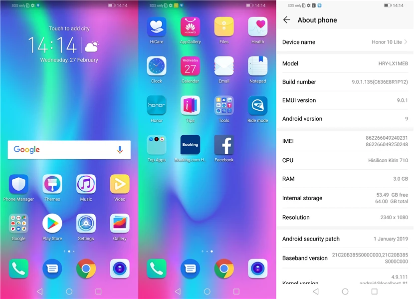 Honor 10 Lite ram 3G rom 32G глобальная версия 6 2 дюймов FHD 2340X1080 фронтальная 24MP AI камера