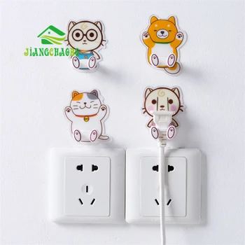 

JiangChaoBo Cartoon Viscose Socket Hook Hanging Power Plug Paste Stent Plastic Wall Strong Anti-Stick Hook