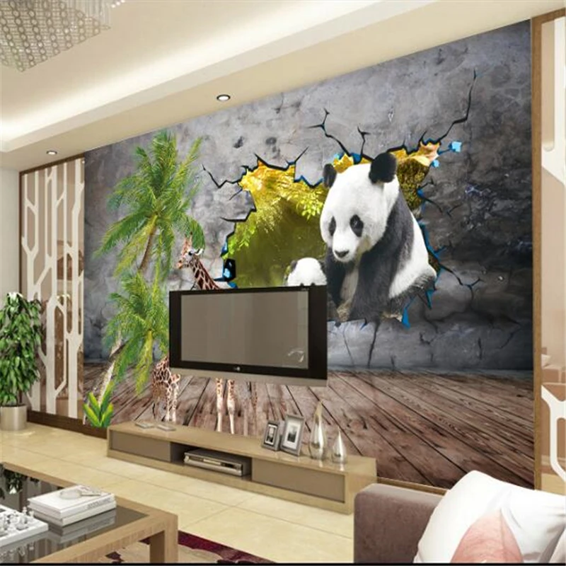 

wellyu Custom wallpaper papier peint mural 3d European hand painted paint illustration panda papel pintado pared