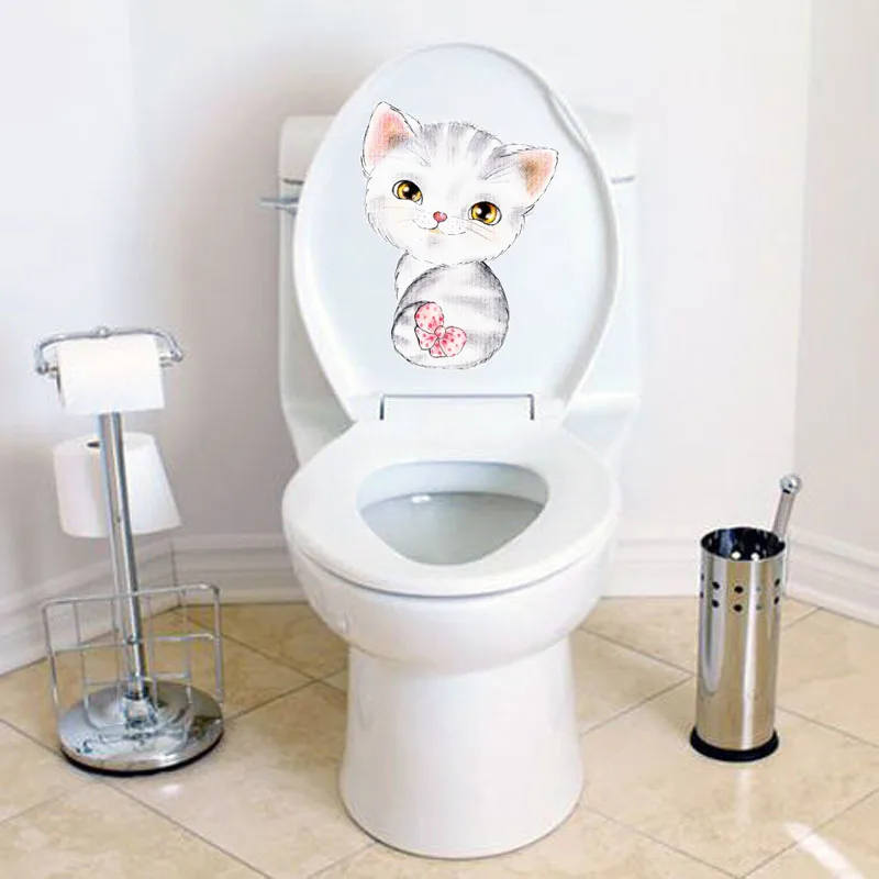 

Funny Cat Butterfly Wall Stickers For Bathroom Nursery Home Decor Decorative Accessories Animals Wall Decal PVC Mural Art Poster