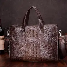 Модный мужской портфель из натуральной/натуральной крокодиловой кожи, сумка для ноутбука, топ Сумочка, черный/коричневый/кофейный