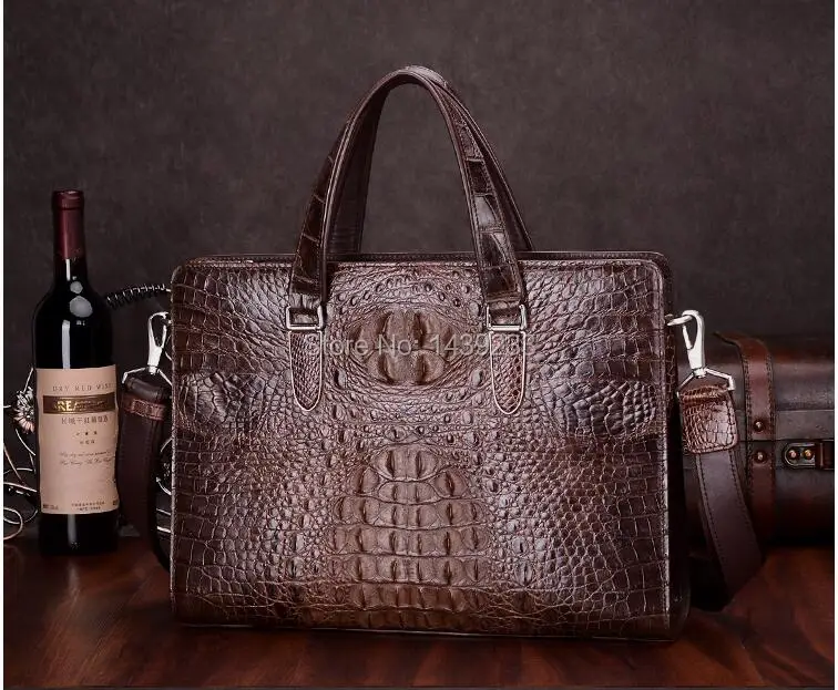 

2016 Fashion Men's Genuine/Real Crocodile Skin Briefcase Laptop Bag Top Handbag Black/Brown/Coffe