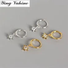 Ying vahine Новое поступление 925 пробы серебряные мини циркониевые звезды кулон маленькие серьги гвоздики для женщин