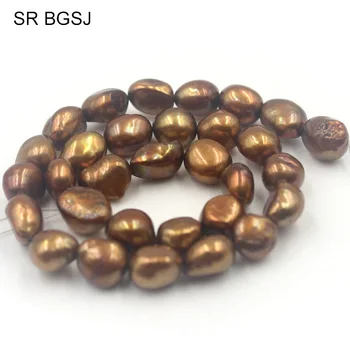 

Free Shipping 10-11mm Brown Jewelry Making Freeform Potato Natural Freshwater DIY Pearl Beads Strand 15"