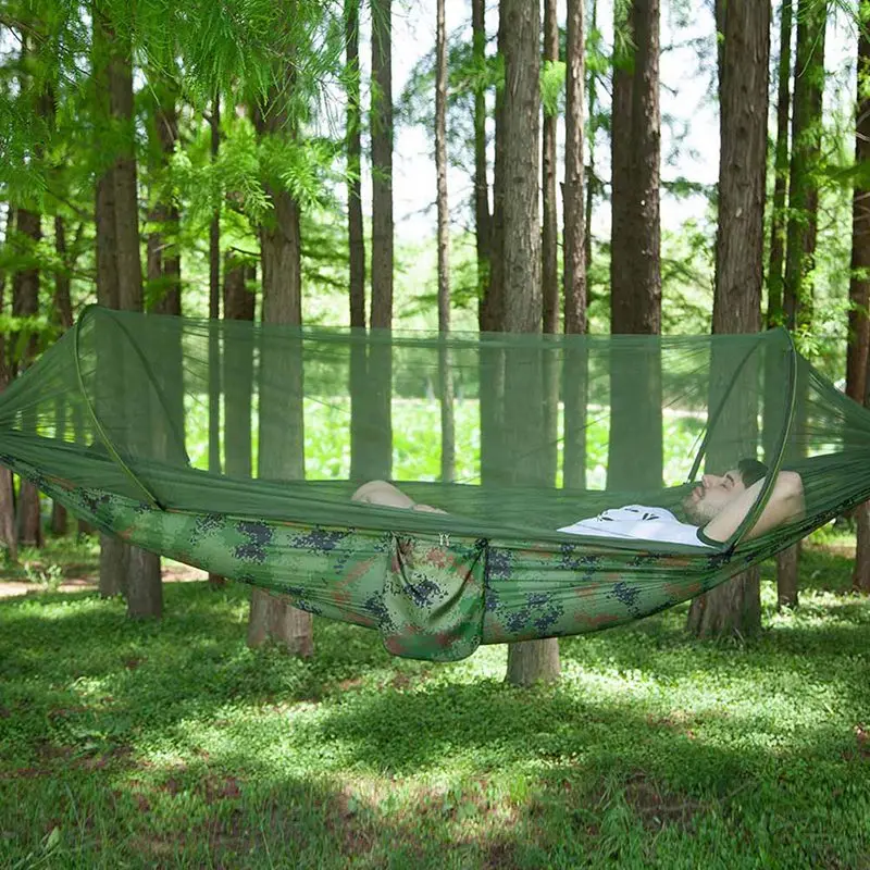 Portable Outdoor Hammock Camping Hanging Sleeping Bed With Mosquito Net Garden Swing Relaxing Parachute Hammock