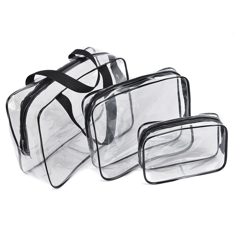 

Environmental Protection PVC Transparent Cosmetic Bag Big Size Women Travel Make up Toiletry Bags Makeup Organizer Case Summer