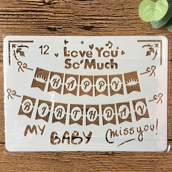 

New 18cm Happy Birthday Baby DIY Layering Stencils Painting Scrapbook Coloring Embossing Album Decorative Paper Card Template