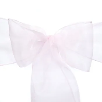 

100Pcs Light Pink Organza Chair Sashes Bow For Wedding/Party Banquet Chairs Decoration Bridal Party Sashes Free Shipping