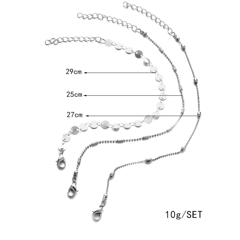 3 шт./компл. Простые Модные цепочка, круглые бусины Многослойные цвета: золотистый, серебристый женский браслет набор классические пляжные повседневная одежда ювелирные изделия