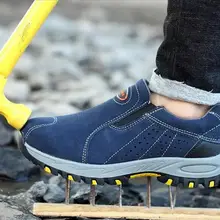 Мужская Рабочая обувь с защитой от проколов; Рабочая обувь со стальным носком; коллекция года; модные летние дышащие повседневные ботинки без застежки