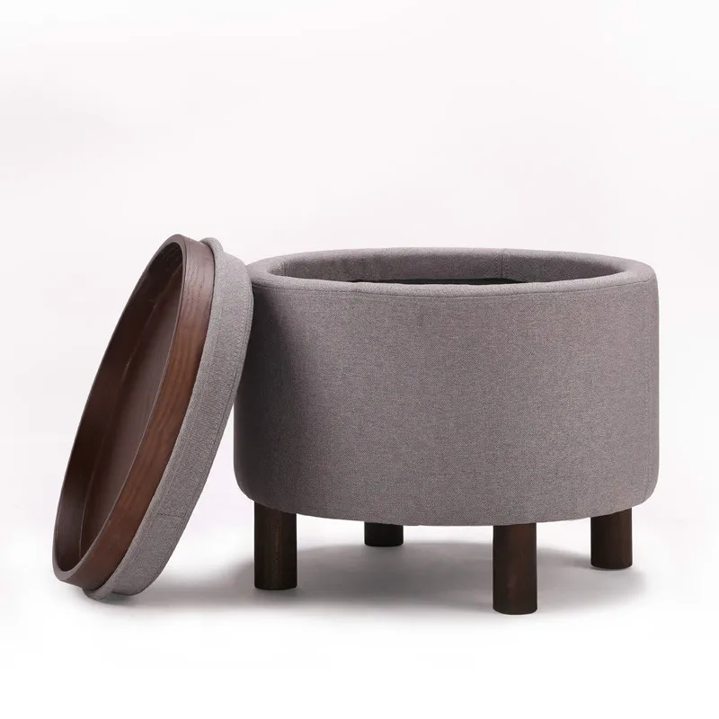 

15%Solid wood storage stool fabric simple American storage box multi-function coffee table stool storage stool sofa change shoe