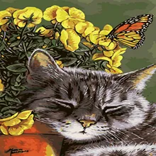 Ленивый кот по номерам современный настенное Искусство Ручная роспись маслом на холсте для украшение для дома, безрамочные картины 40*50 см